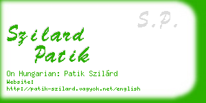 szilard patik business card